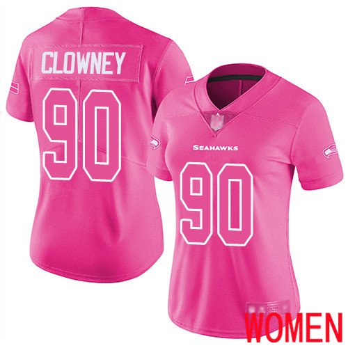 Seattle Seahawks Limited Pink Women Jadeveon Clowney Jersey NFL Football #90 Rush Fashion->women nfl jersey->Women Jersey